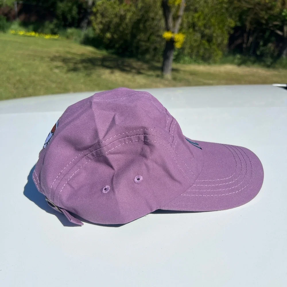 Unisex Purple Character Embroidered 5-Panel Cap